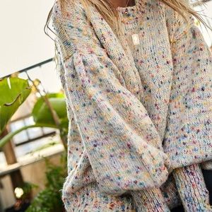Oversized Bubble Sleeve Confetti Sweater